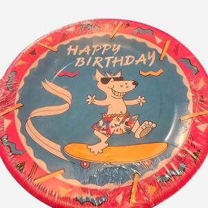 Paper Plate Happy Birthday Dog Skateboarding Party Plate - 8.75" in